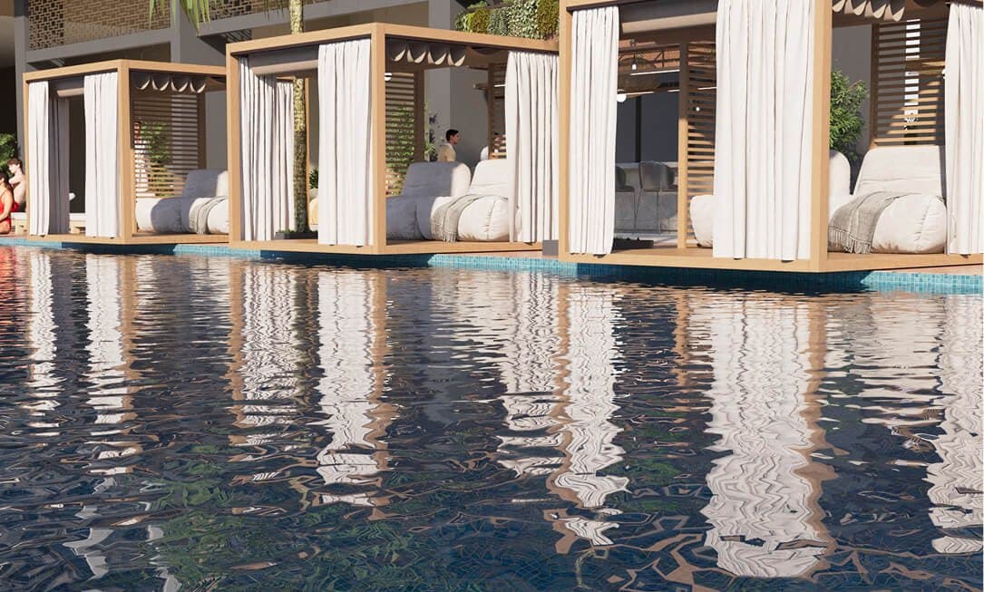 Infinity pool with private cabanas at The Westin Residences Playa Bonita