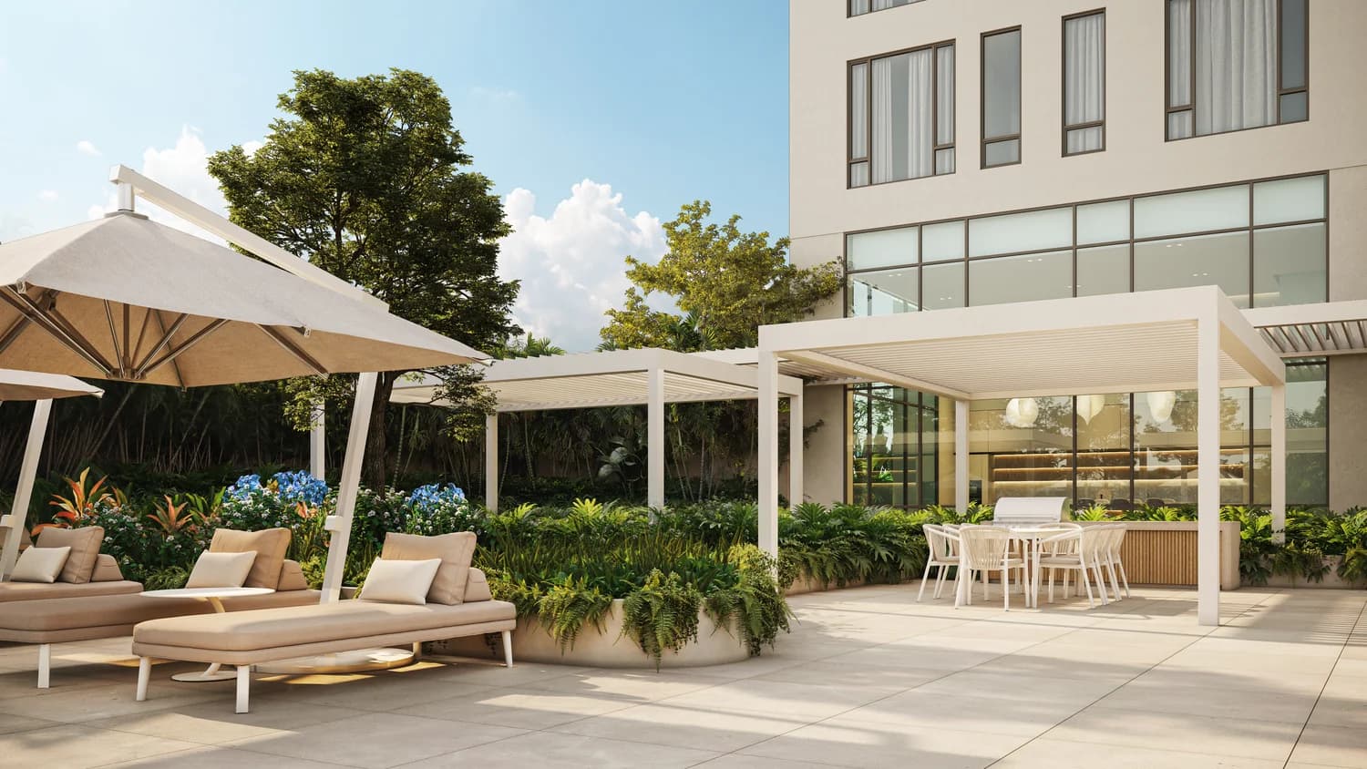 Gourmet grill terrace with pergolas at Blau, Costa del Este