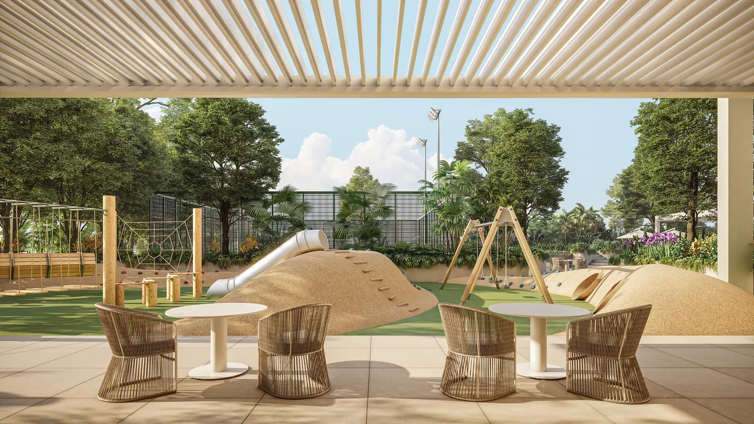 Playpark with a covered seating area at Blau, Costa del Este